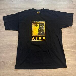 Vintage Elton John Tim Rice Aida Broadway Musical Shirt Size Large Gold Sun Logo
